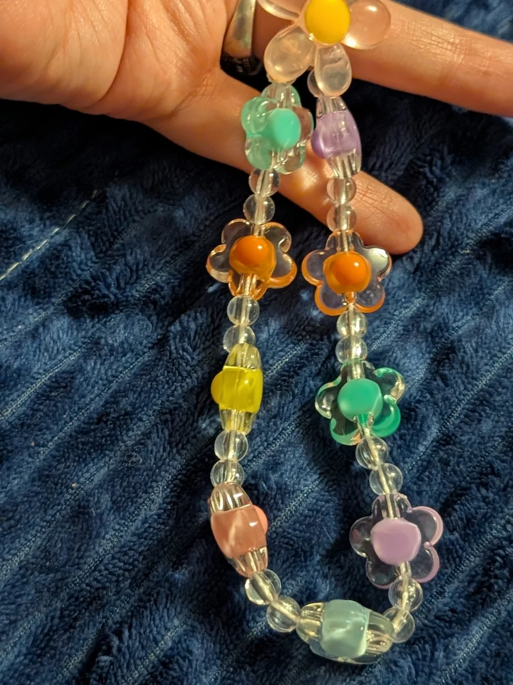 Colorful Flower Bead Phone Charm Strap - Multicolor